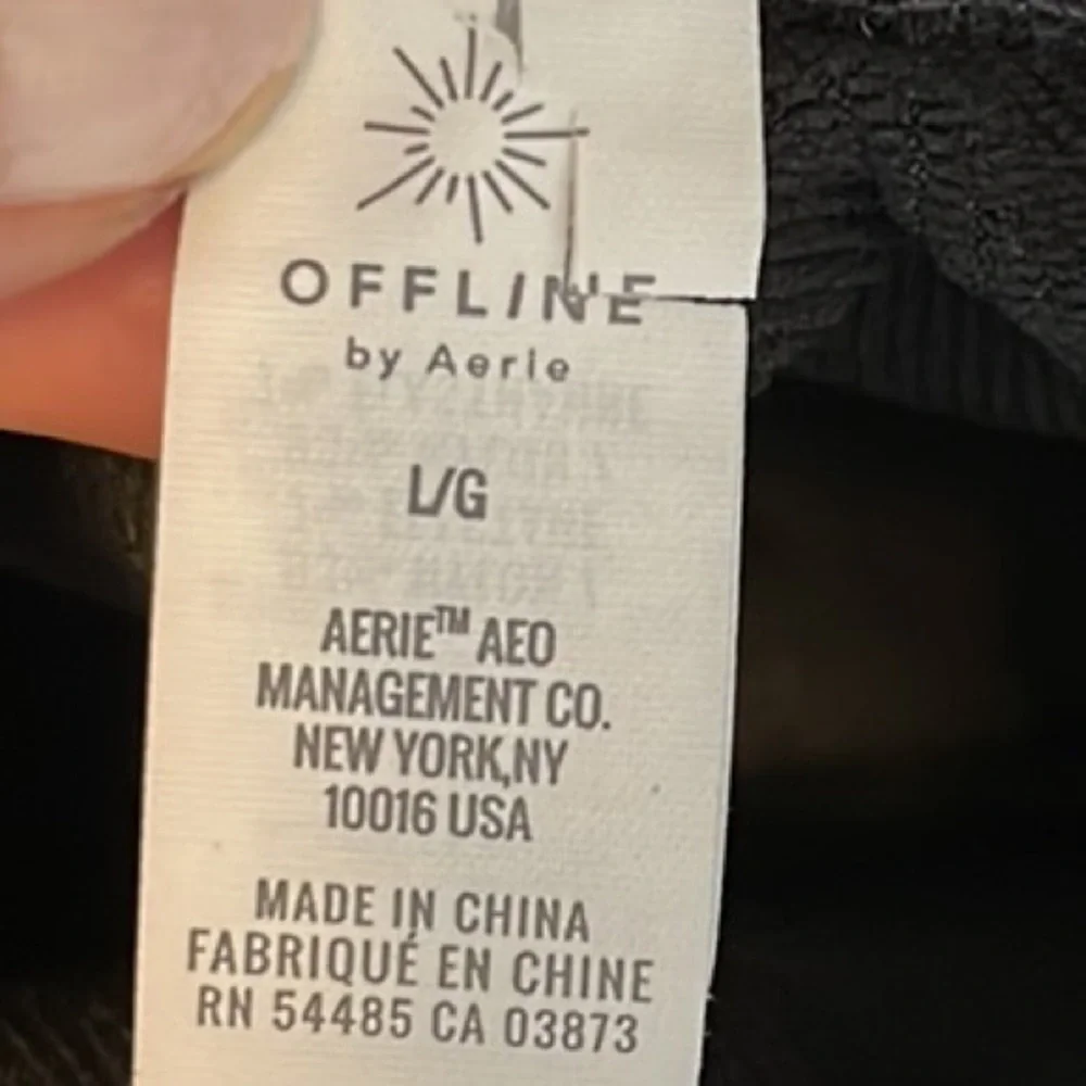 K: Offline By Aerie Leggings Women’s L Charcoal Black Ribbed Leggings High Rise
